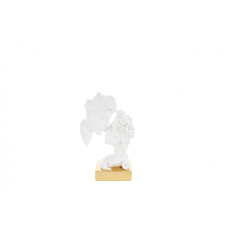 Bomboniera Matrimonio Statua Coppia Sposi Moderna Bianco e Oro Con Shopper 13x6,5xh.20,5 Cm