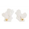 Bomboniera Matrimonio  Coppia Sposi Porcellana Bianco e Oro 2 Assortiti Con Shopper
