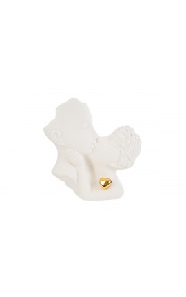 Bomboniera Matrimonio  Coppia Sposi Porcellana Bianco e Oro