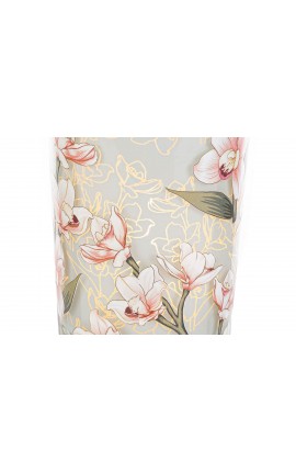 Bomboniera Matrimonio Lampada Vetro Decoro Floreale  d.12xh.20 CM con Shopper