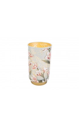 Bomboniera Matrimonio Lampada Vetro Decoro Floreale  d.12xh.20 CM con Shopper