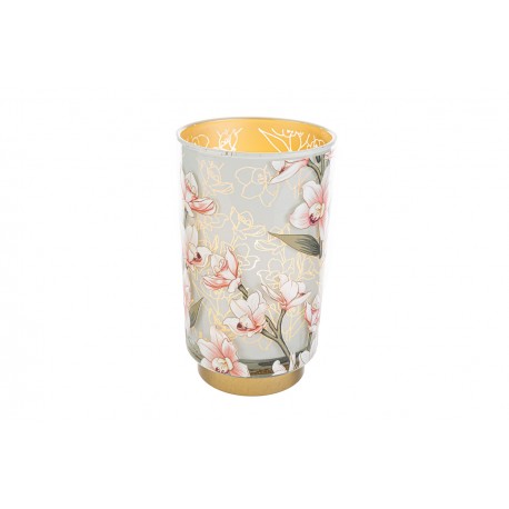 Bomboniera Matrimonio Lampada Vetro Decoro Floreale  d.12xh.20 CM con Shopper