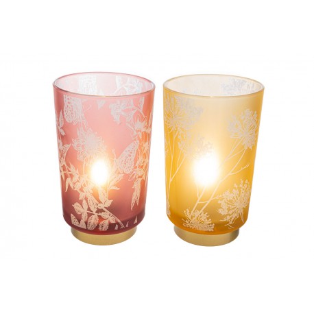 Bomboniera Matrimonio Lampada Vetro Decoro Floreale con Shopper