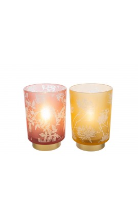 Bomboniera Matrimonio Lampada Vetro Decoro Floreale 2 Assortii con Shopper
