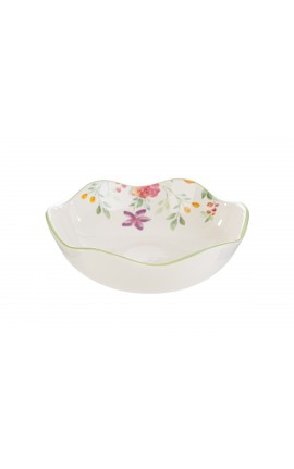 Bomboniera Matrimonio Centrotavola Porcellana Decoro Floreale d.21XH.7,5 Cm