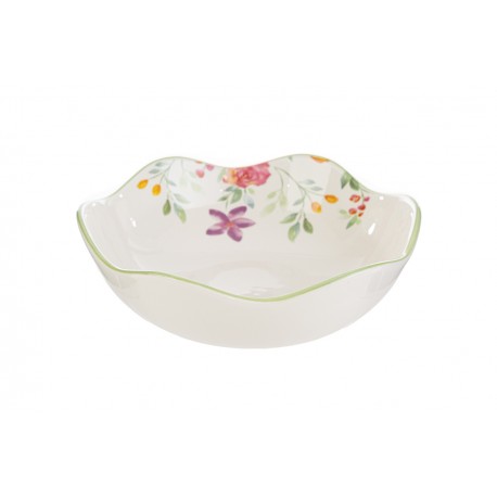 Bomboniera Matrimonio Centrotavola Porcellana Decoro Floreale d.21XH.7,5 Cm