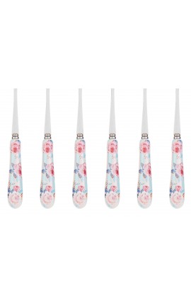 Bomboniera Matrimonio Set 6 Pezzi Forchettine decoro Floreale STRIPES AND ROSES Con Scatola