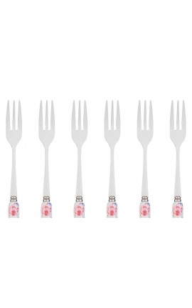 Bomboniera Matrimonio Set 6 Pezzi Forchettine decoro Floreale STRIPES AND ROSES Con Scatola