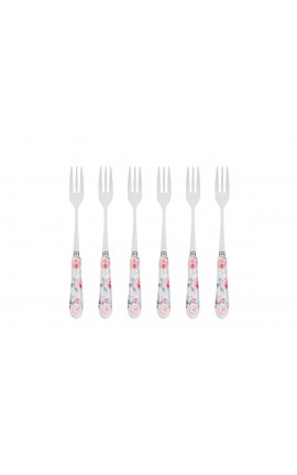 Bomboniera Matrimonio Set 6 Pezzi Forchettine decoro Floreale STRIPES AND ROSES Con Scatola