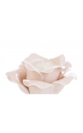 Bomboniera Matrimonio Candela Profumata Fiore Porcellana Rosa