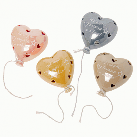 Bomboniera Compleanno Matrimonio Battesimo Palloncino Led Porcellana  4 Assortiti