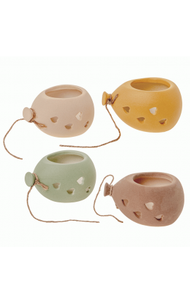 Bomboniera Compleanno Matrimonio Battesimo  Portapiante Palloncino Cuori 4 Colori Assortiti
