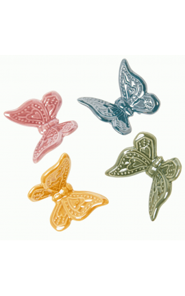 Bomboniera Matrimonio Compleanno Nascita Magnete Farfalla Porcellana 4 Colori Assortiti 6 Cm