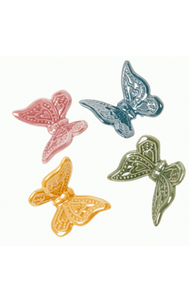 Bomboniera Matrimonio Compleanno Nascita Magnete Farfalla Porcellana 4 Colori Assortiti 6,5 Cm