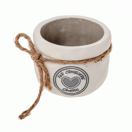 Bomboniera Matrimonio Compleanno Portapiante Ceramica Con Cuore Crescere h.8 Cm