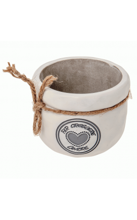 Bomboniera Matrimonio Compleanno Portapiante Ceramica Con Cuore Crescere h.10 Cm