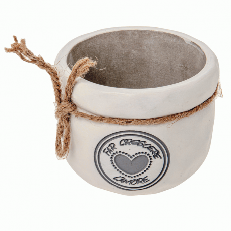 Bomboniera Matrimonio Compleanno Portapiante Ceramica Con Cuore Crescere h.10 Cm