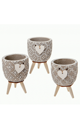 Bomboniera Matrimonio Compleanno Portapiante Ceramica Cuore h.11 Cm