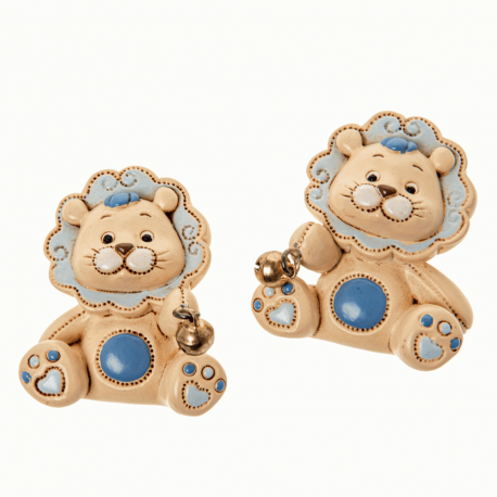 Bomboniera Battesimo Compleanno Nascita Magnete Leone Leoncino Celeste 2 Assortiti