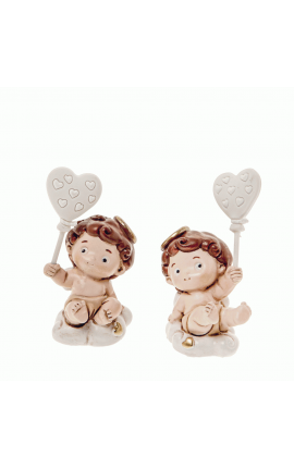 Bomboniera Battesimo Compleanno Nascita Magnete Angioletto Con Palloncino Cuore 2 Assortiti