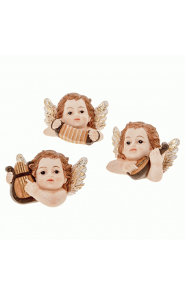 Bomboniera Battesimo Compleanno Comunione Busto Angelo Angioletto Con Strumenti Musicali 3 Assortiti