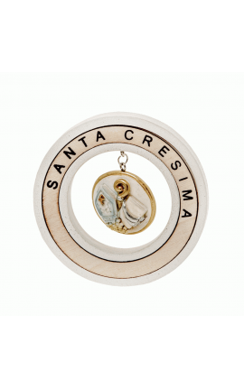 Bomboniera Cresima Icona Tonda Santa Cresima Mitria Bastone Con Pendolo