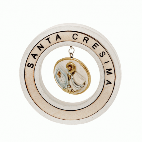 Bomboniera Cresima Icona Tonda Santa Cresima Mitria Bastone Con Pendolo