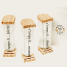 Bomboniera Matrimonio Comunione Clessidra Con Base e Plexiglass Con Frase 3 Assortiti h.16.5 Cm Con Box