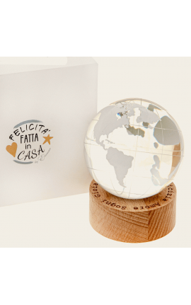 Bomboniera Matrimonio Comunione Globo Mappamondo Vetro Con Base Led h.10 Cm C/Box