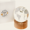 Bomboniera Matrimonio Comunione Globo Mappamondo Vetro Con Base Led h.10 Cm C/Box