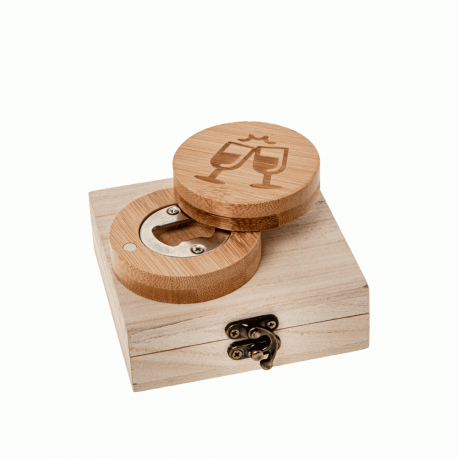 Bomboniera Matrimonio Compleanno Apribottiglie Brinda Legno Con Box