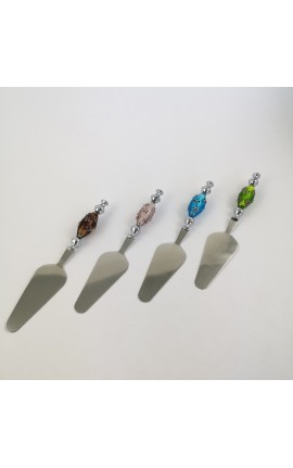 Paletta Dolce Acciaio Vetro di Murano con Murrina 4 Assortiti