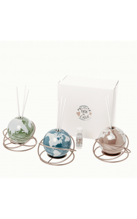 Bomboniera Matrimonio Comunione Profumatore Diffusore Mappamondo 3 Colori Assortiti Con Box
