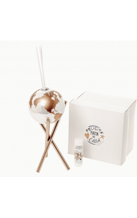 Bomboniera Matrimonio Comunione Profumatore Diffusore Mappamondo Bianco e Bronzo h.15 Cm Con Box