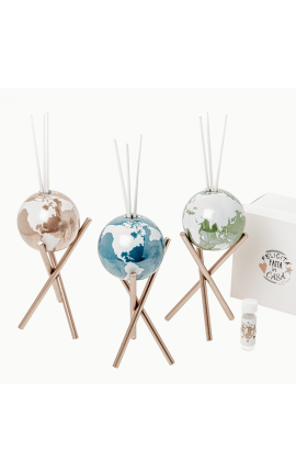 Bomboniera Matrimonio Comunione Profumatore Diffusore Mappamondo 3 Colori Assortiti h.15 Cm Con Box