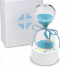 Bomboniera Solidale Battesimo Compleanno Clessidra Mongolfiera Celeste Con Base Led Con Box