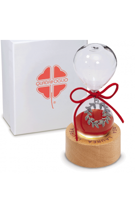 Bomboniera Solidale Laurea Clessidra Rossa Corona D'alloro Led Con Box