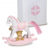 Bomboniera Solidale Battesimo Compleanno Cavalluccio a Dondolo Orsetto Rosa Con Box