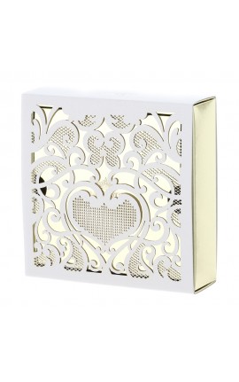 Box Scatola Cartoncino Oro Laserato Cuore 10x10x3 Hervit