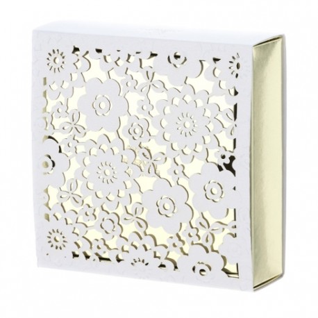 Box Scatola Cartoncino Oro Laserato Fiore 10x10x3 Hervit