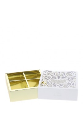 Box Scatola Cartoncino Oro Laserato Cuore 12,5x12,5x4 Cm Hervit