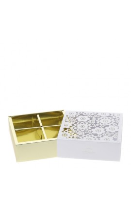 Box Scatola Cartoncino Oro Laserato Fiori 12,5x12,5x4 Cm Hervit