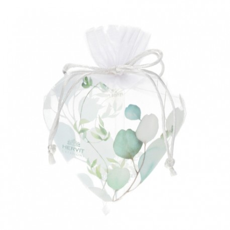Sacchetto Cuore Organza Botanic Bianco e Verde Hervit