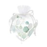 Sacchetto Cuore Organza Botanic Bianco e Verde Hervit