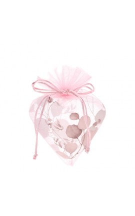 Sacchetto Cuore Organza Botanic Rosa Hervit