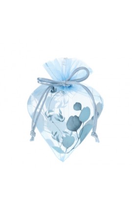 Sacchetto Cuore Organza Botanic Blu Hervit