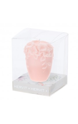 Bomboniera Battesimo Compleanno Candela Soia Bouquet Rosa Con Box Hervit