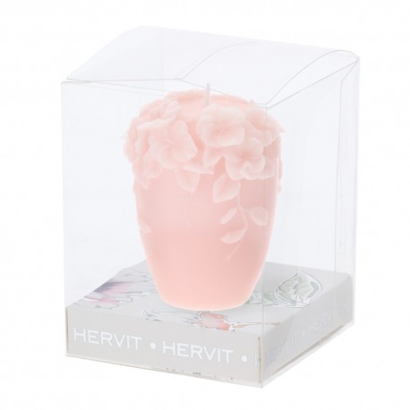 Bomboniera Battesimo Compleanno Candela Soia Bouquet Rosa Con Box Hervit
