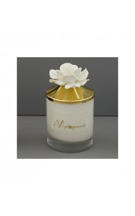 Bomboniera Matrimonio Comunione Barattolo Liscio Candela Profumata Fiore Capodimonde Bianco Con Astuccio