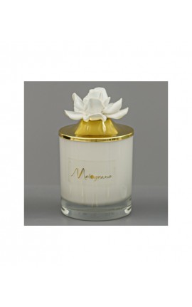 Bomboniera Matrimonio Comunione Barattolo Liscio Candela Profumata Fiore Capodimonde Bianco h.14,8 Cm  Con Astuccio